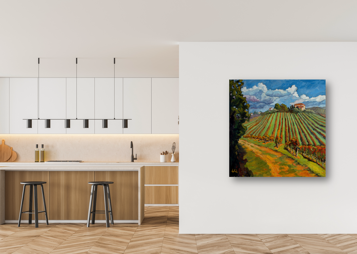 Hillside Vineyard Artist Canvas Enhanced Print