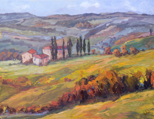 Hills of Cortona Artist Enhanced Canvas Print