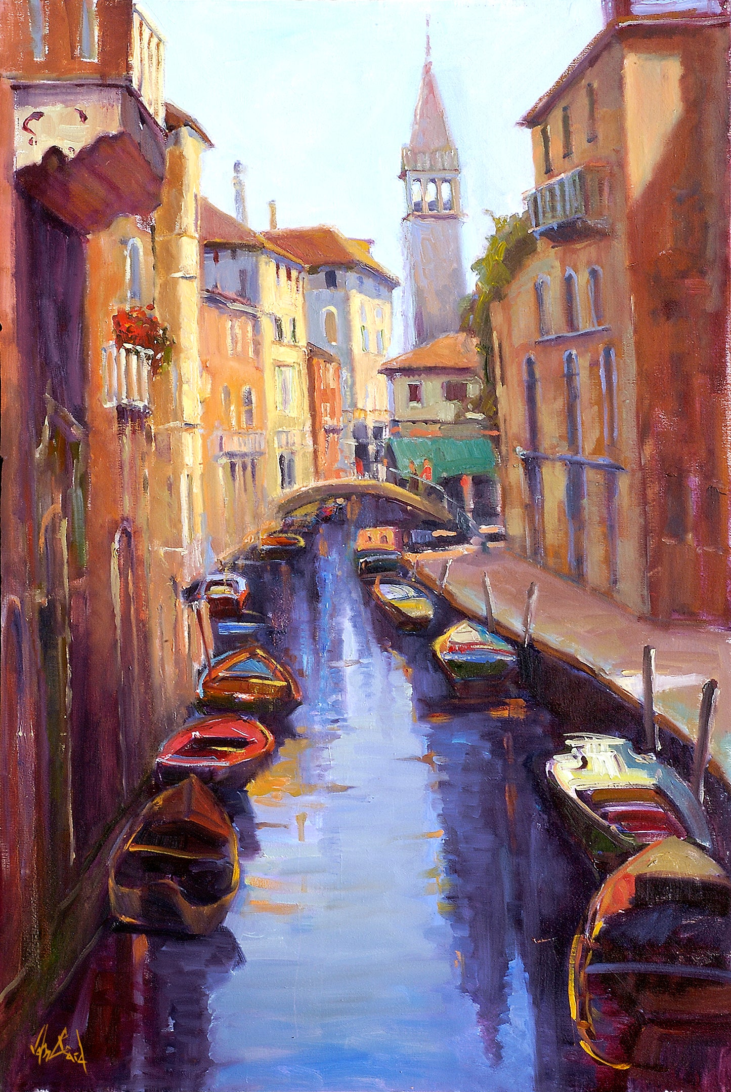 Italian Canal Artist Enhanced Canvas Print