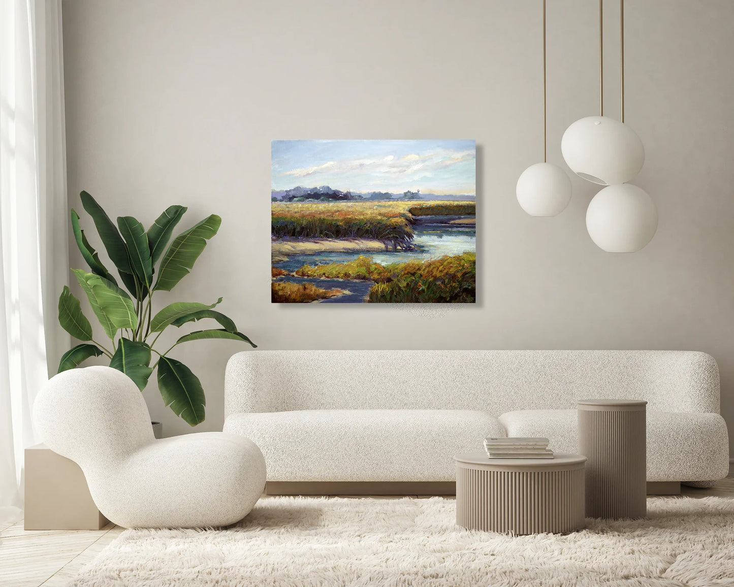 Kiawah Marsh Waterway High Gloss Metal Print