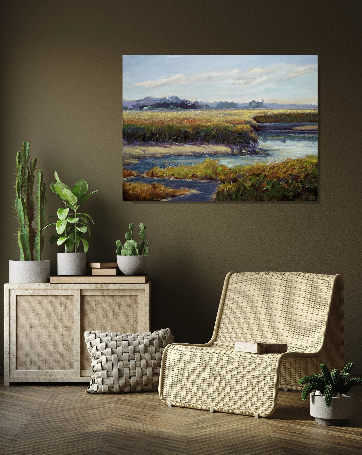 Kiawah Marsh Waterway High Gloss Metal Print