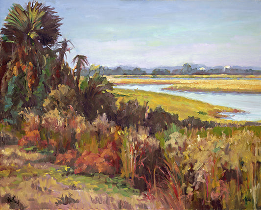 Kiawah Marsh with Palms Artist Enhanced Canvas Print