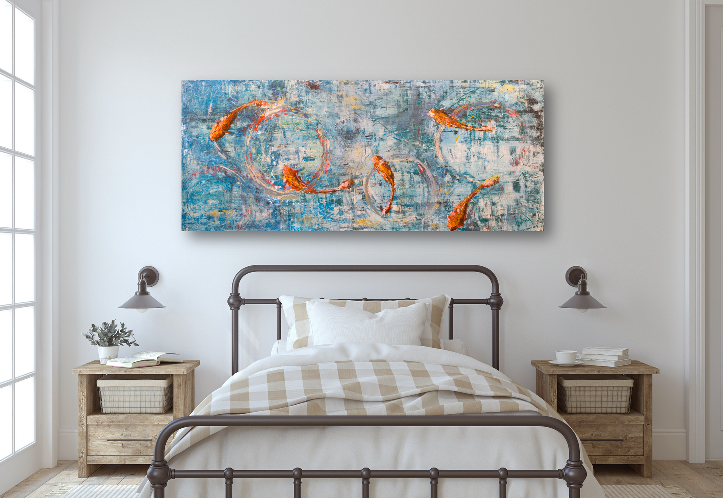 Koi Reflections Artist Enhanced Canvas Print