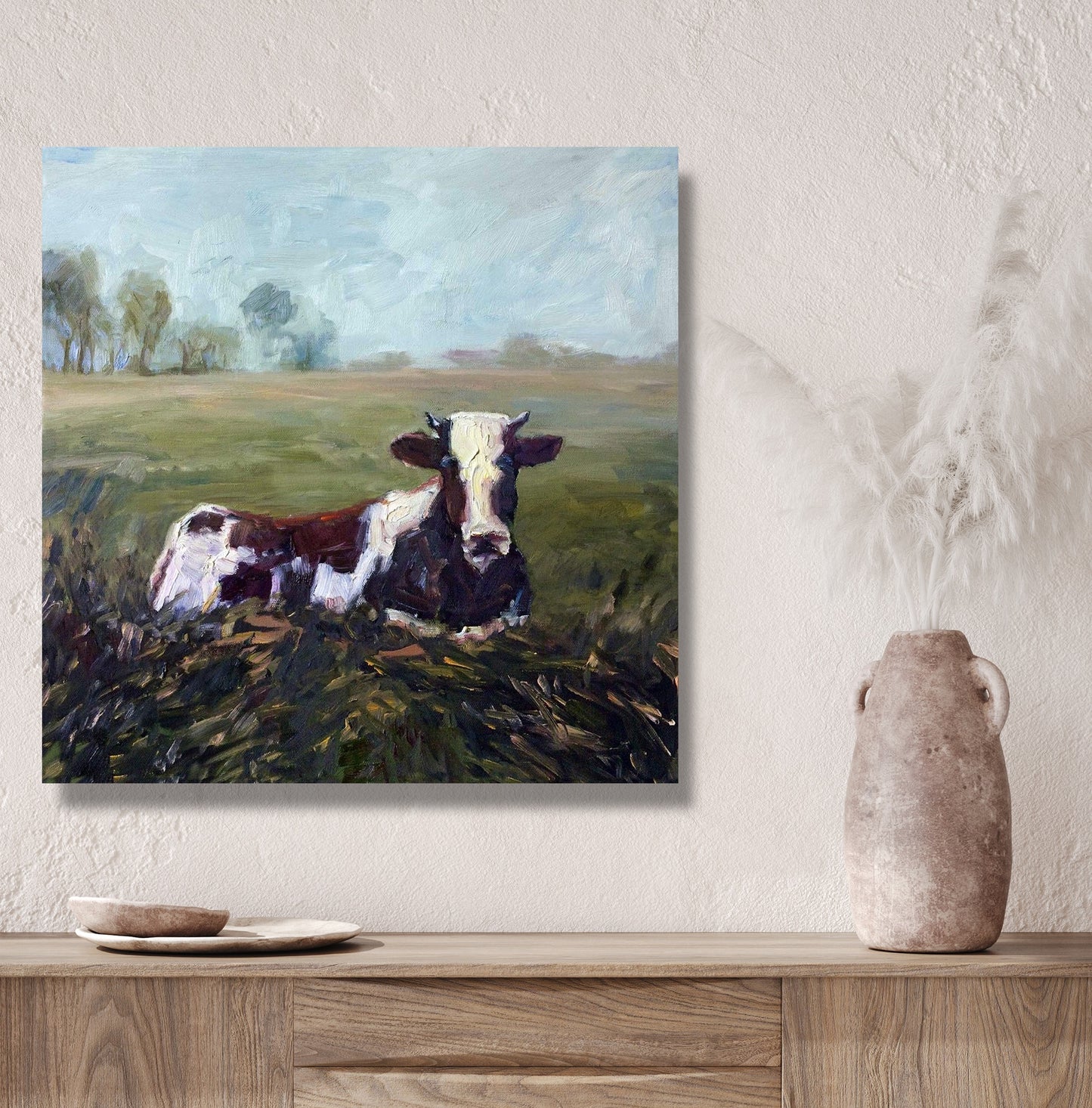 Lone Cow High Gloss Metal Print