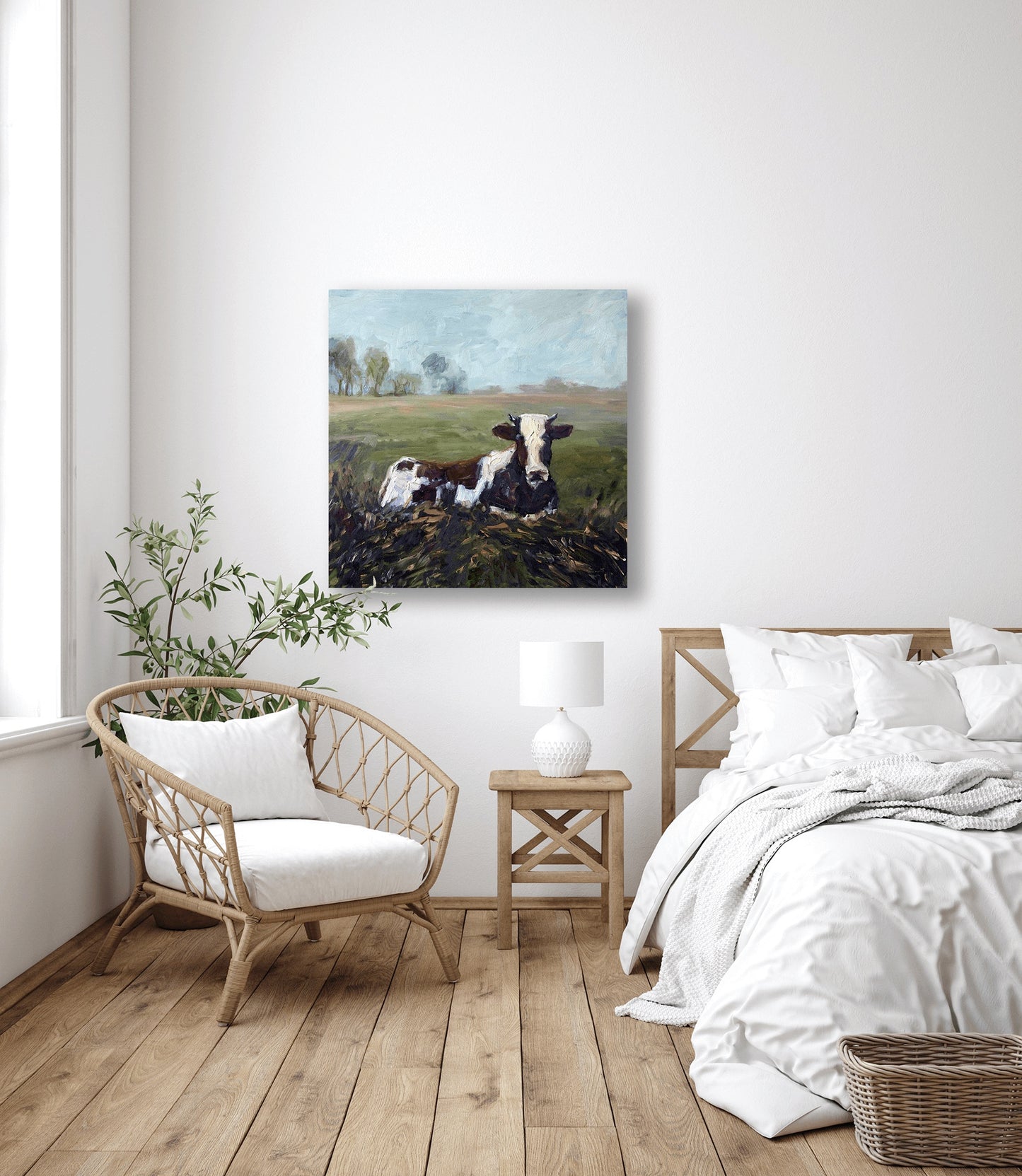 Lone Cow Glossy Poster Print