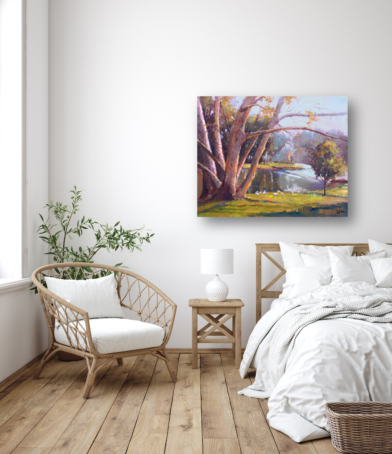 Looking Over Artist Enhanced Canvas Print