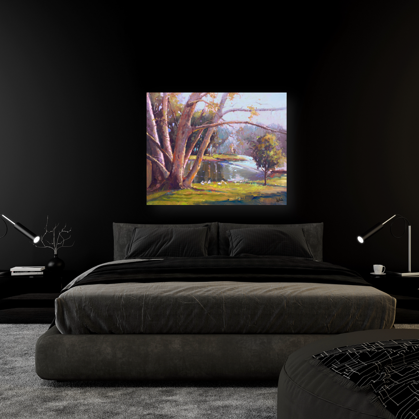 Looking Over Artist Enhanced Canvas Print