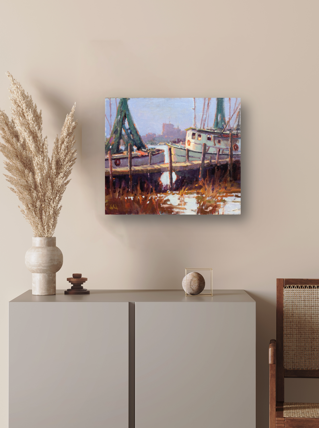 Low Country Docks Artist Enhanced Canvas Print