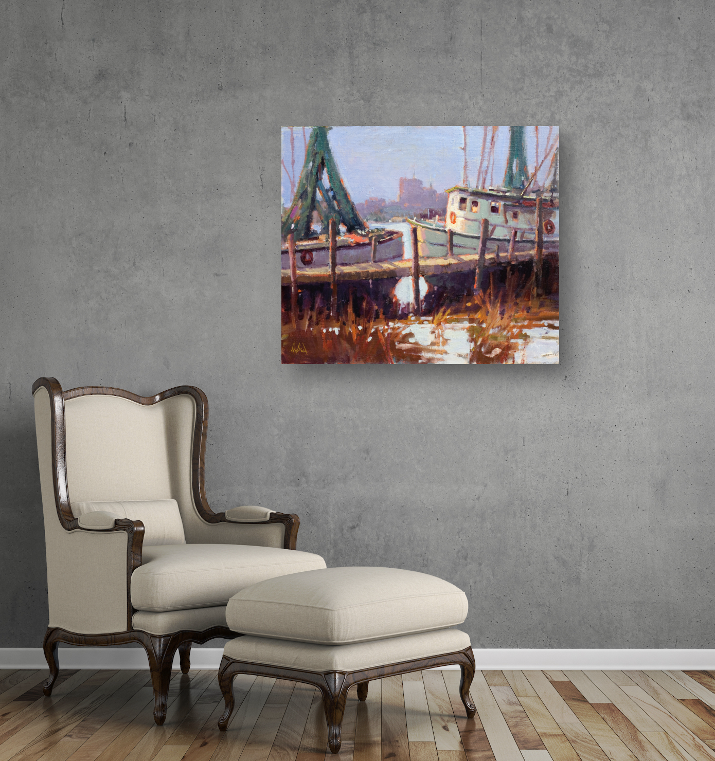 Low Country Docks Artist Enhanced Canvas Print