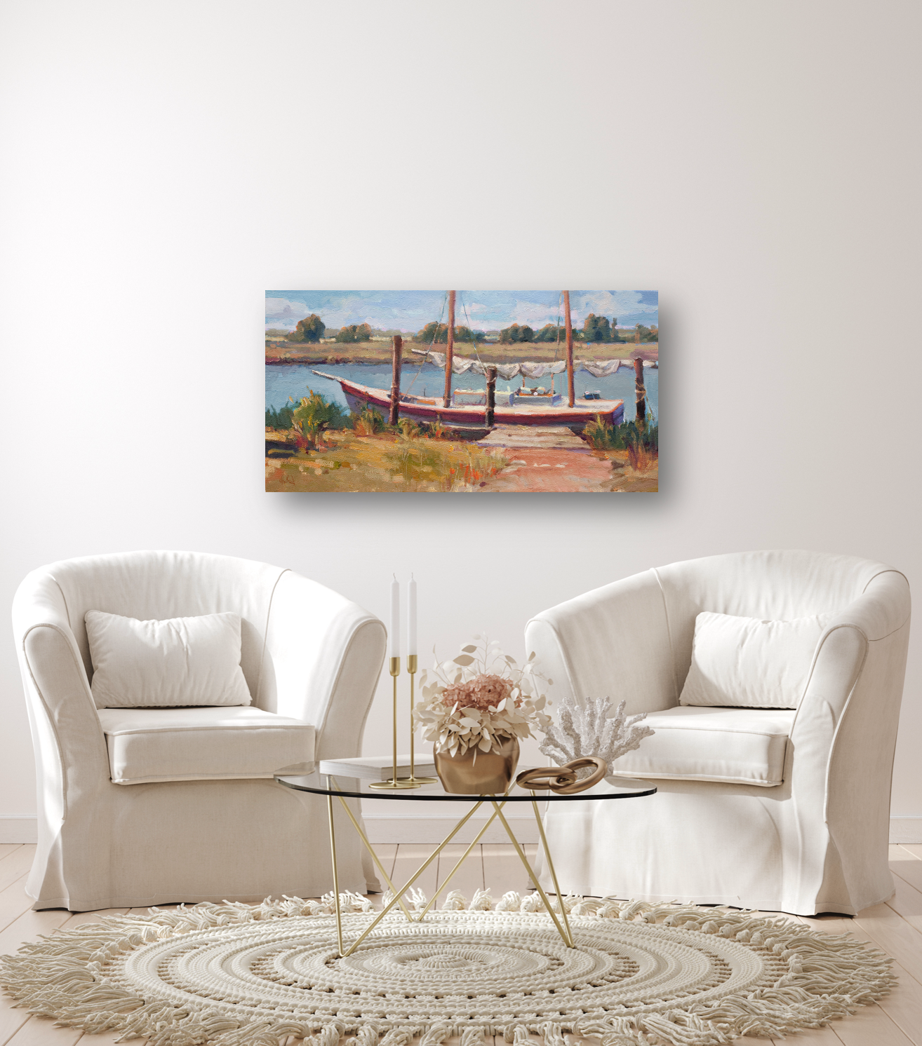 Marsh Mooring Artist Enhanced Canvas Print