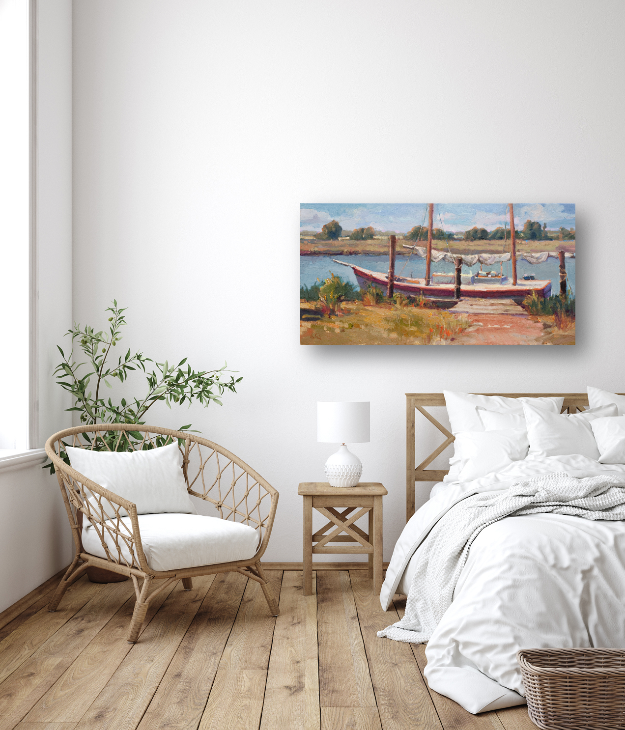 Marsh Mooring Artist Enhanced Canvas Print