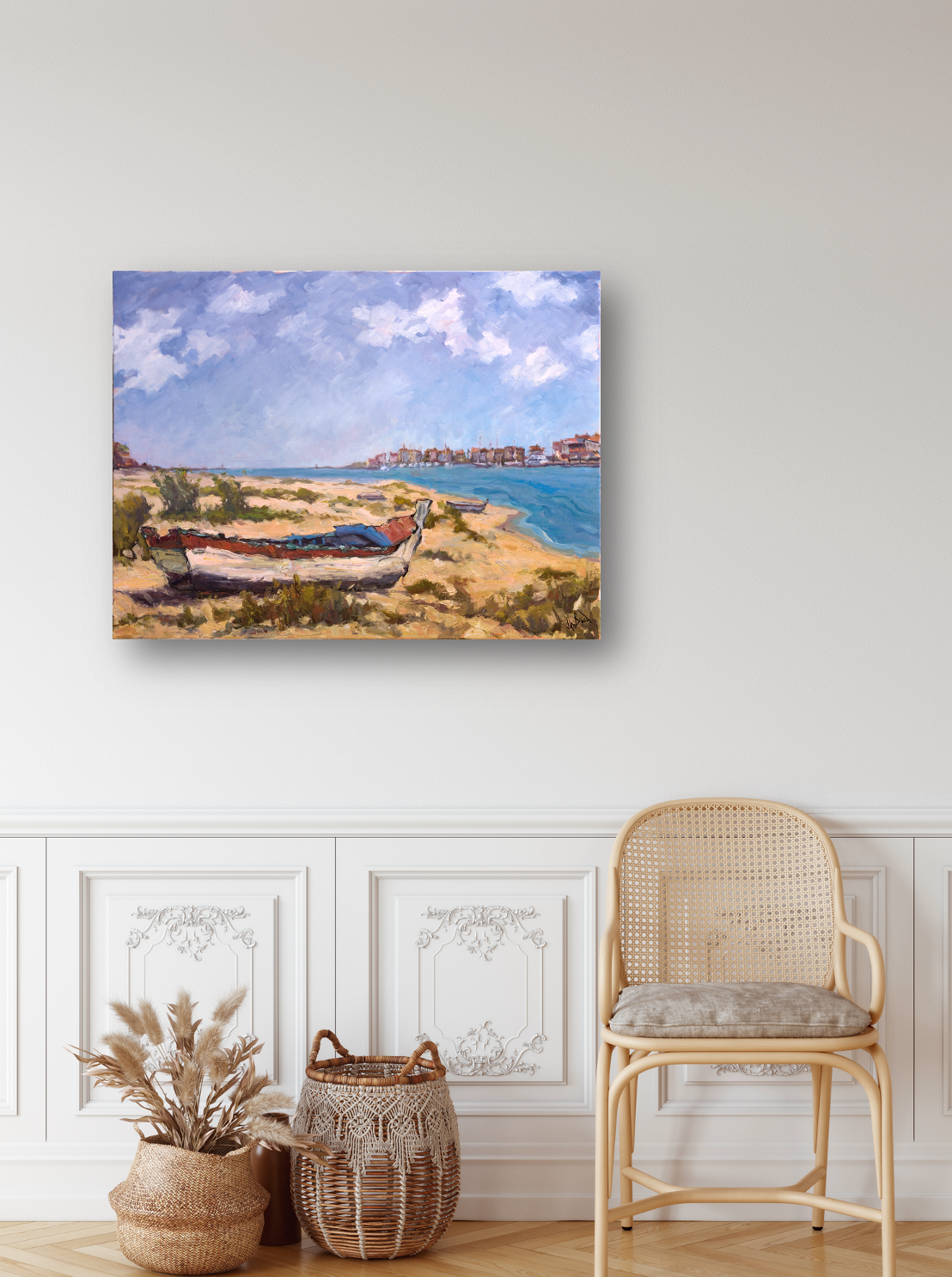 On the Beach Artist Enhanced Canvas Print