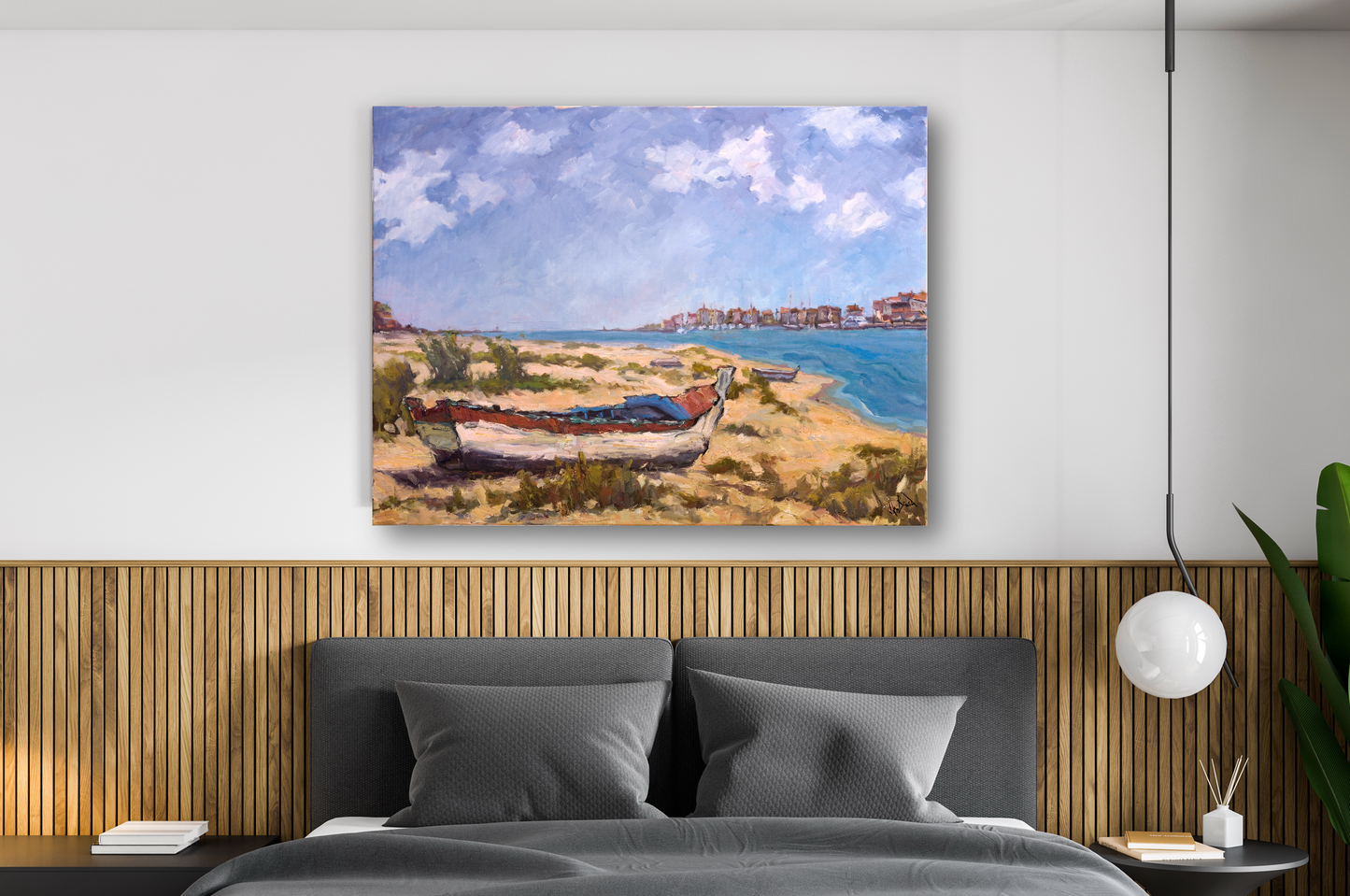 On the Beach Artist Enhanced Canvas Print