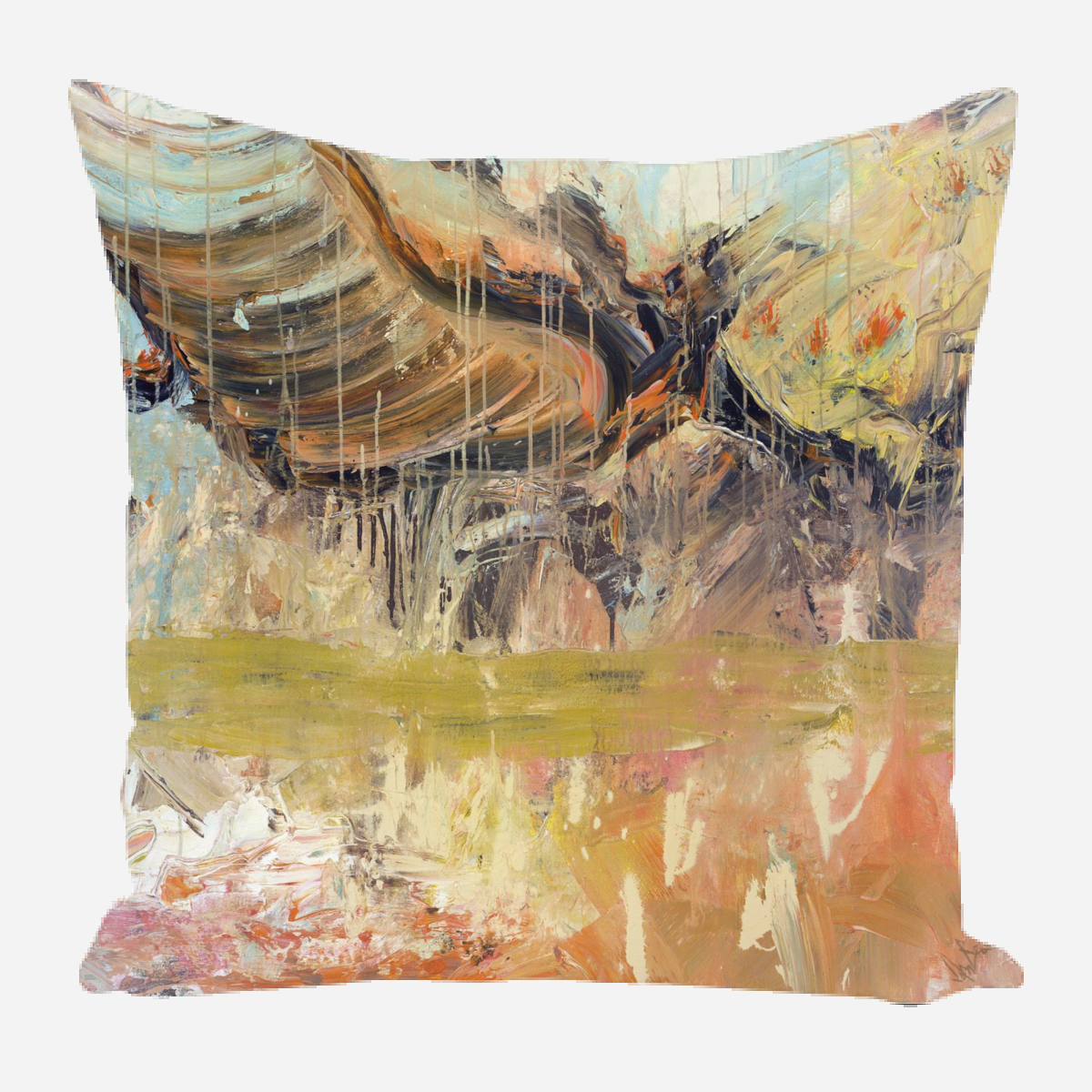 Orange Brown and Blue Pillow