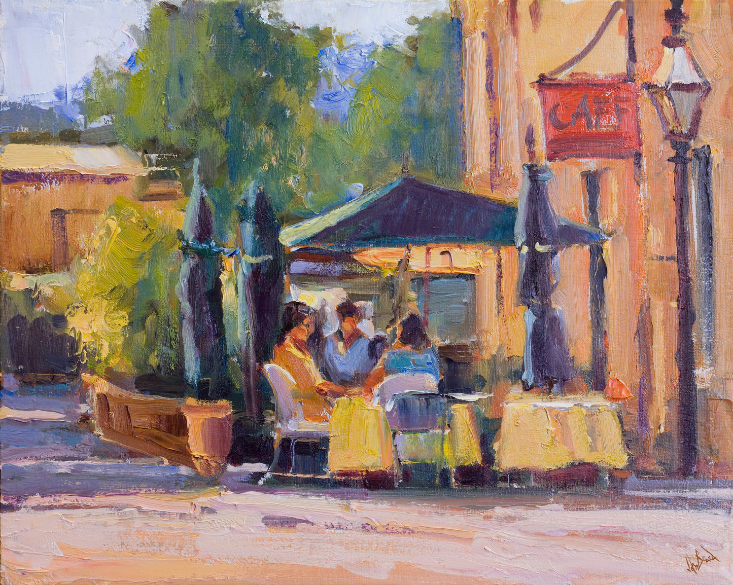 Outdoor Cafe Enhanced Canvas Print