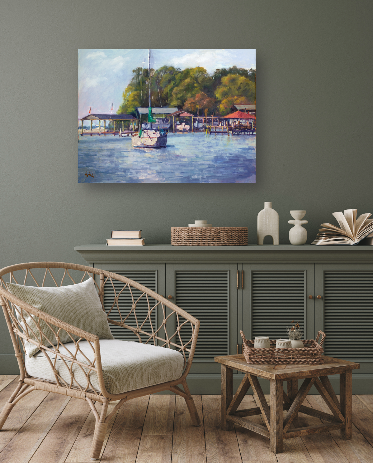 Peace on the Water Artist Enhanced Canvas Print