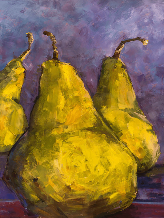 Pears with Purple High Gloss Metal Print