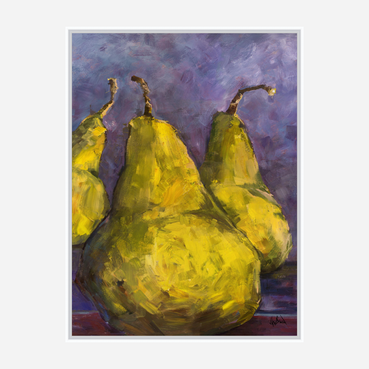 Pears with Purple Artist Enhanced Canvas Print