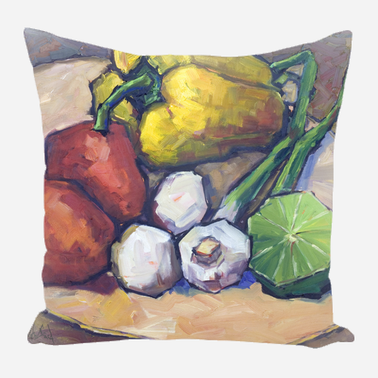 Peppers Limes and Mushrooms Pillow