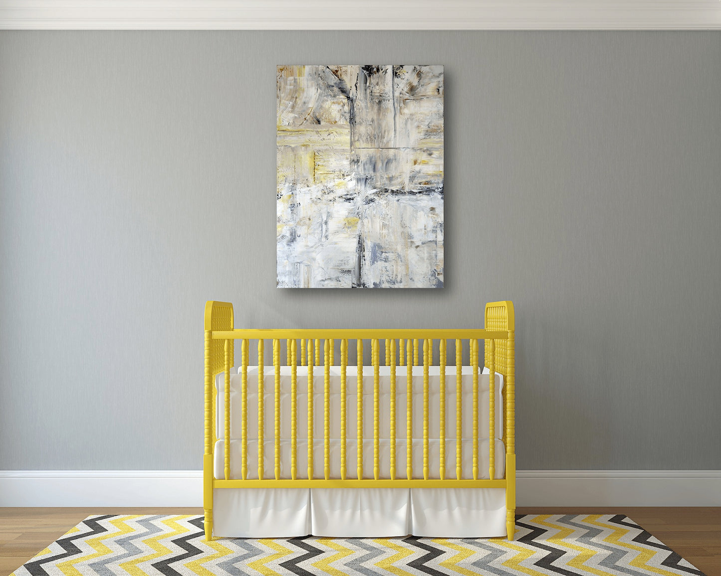 Platinum and Yellow High Gloss Metal Print