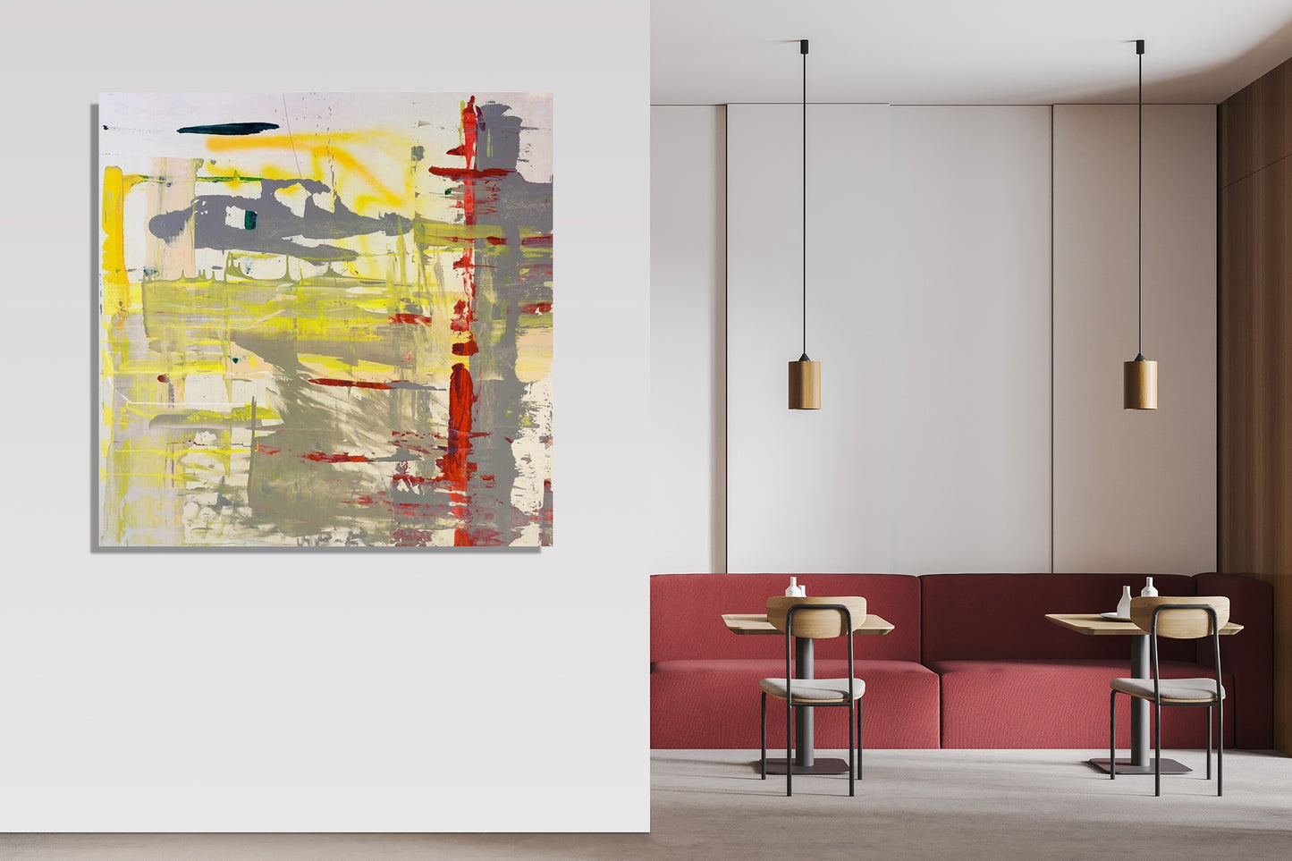 Red Yellow Gray Abstract Glossy Poster Print