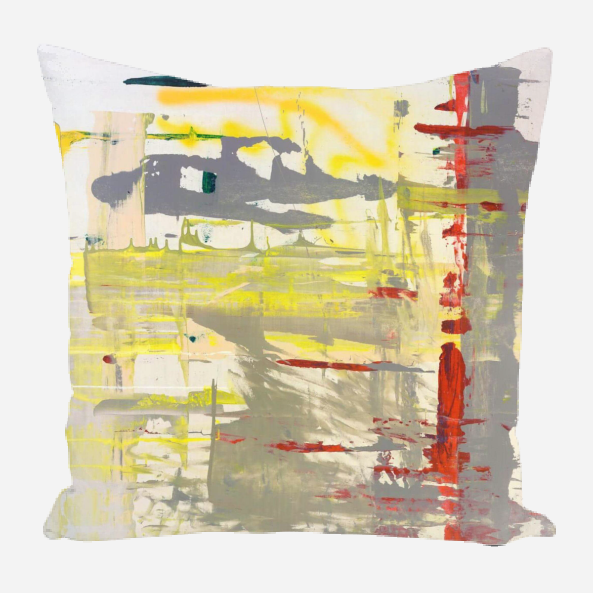 Red Yellow Gray Abstract Pillow