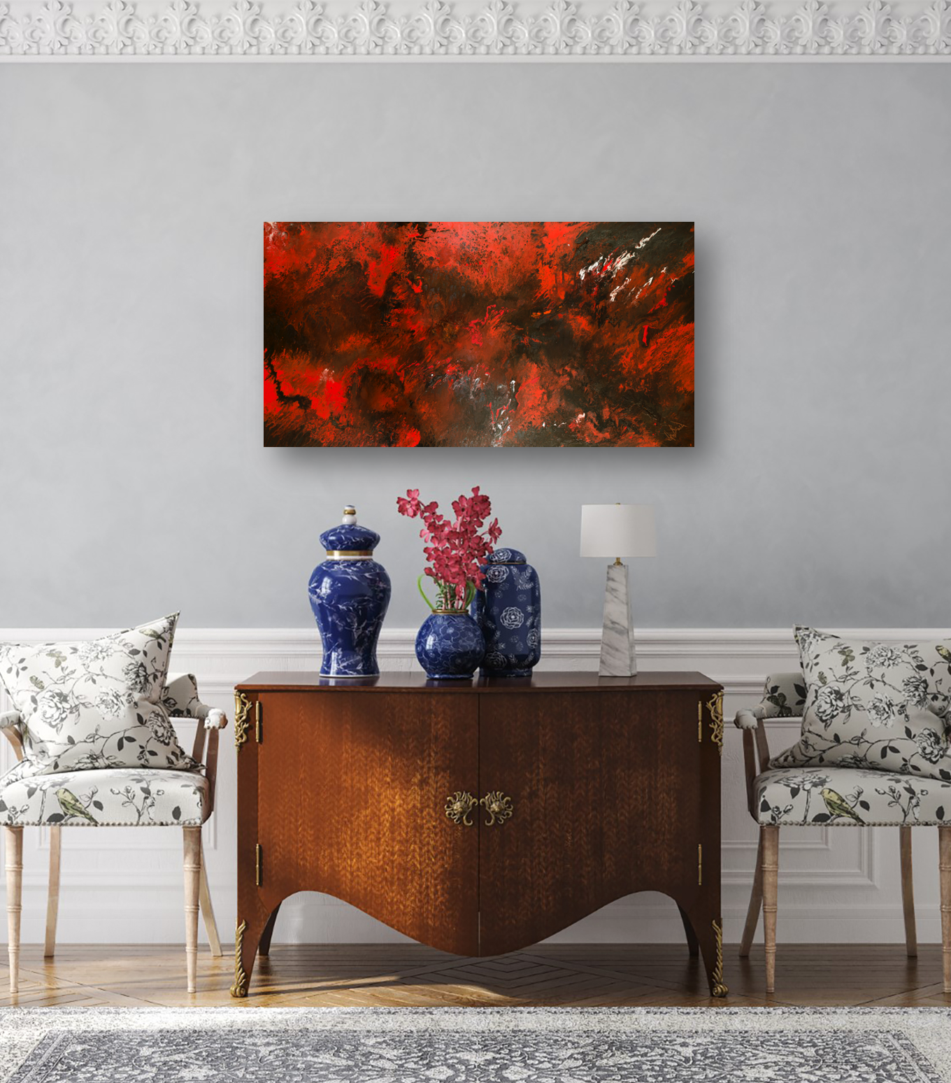 Red and Black Abstract Artist Enhanced Canvas Print