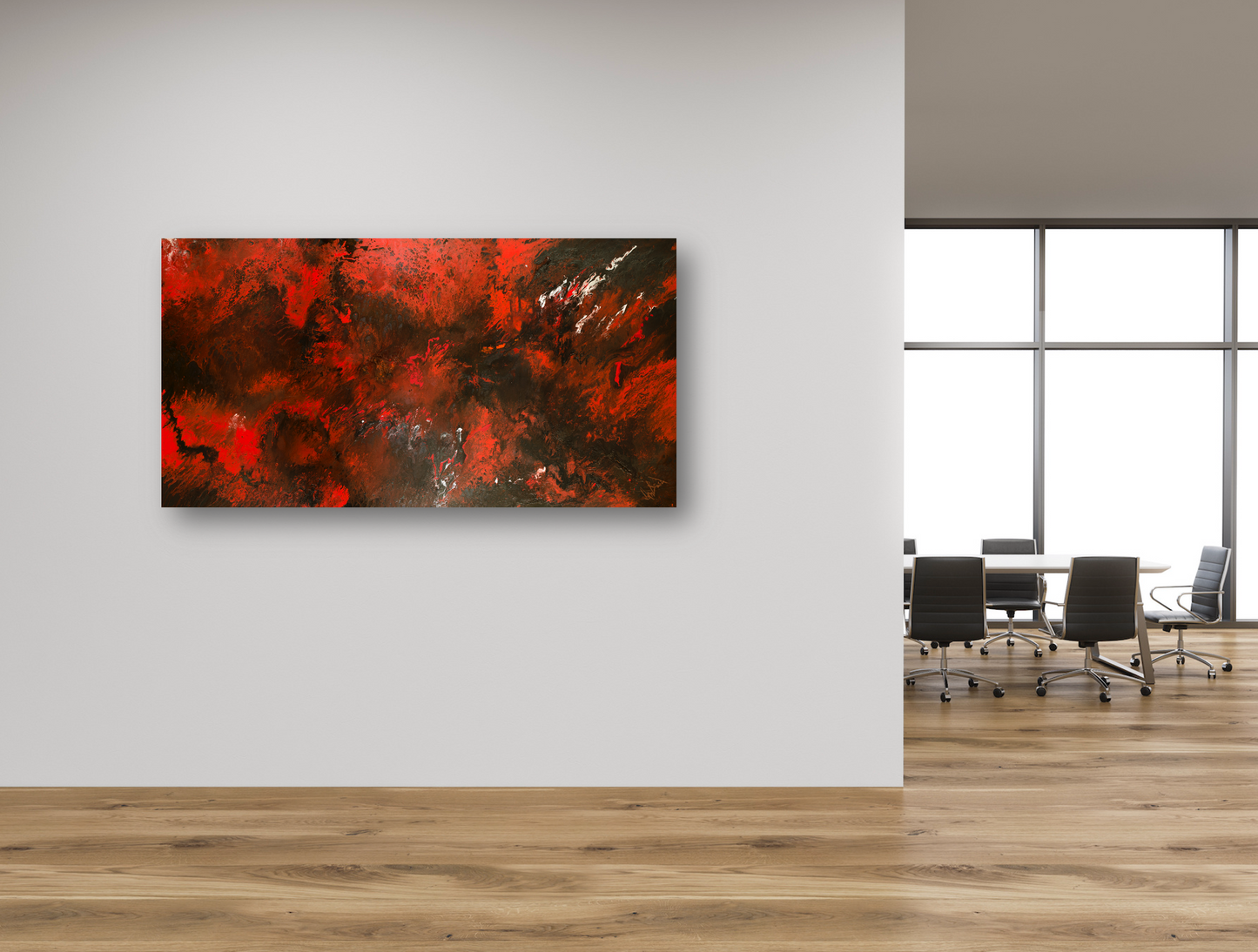 Red and Black Abstract Artist Enhanced Canvas Print