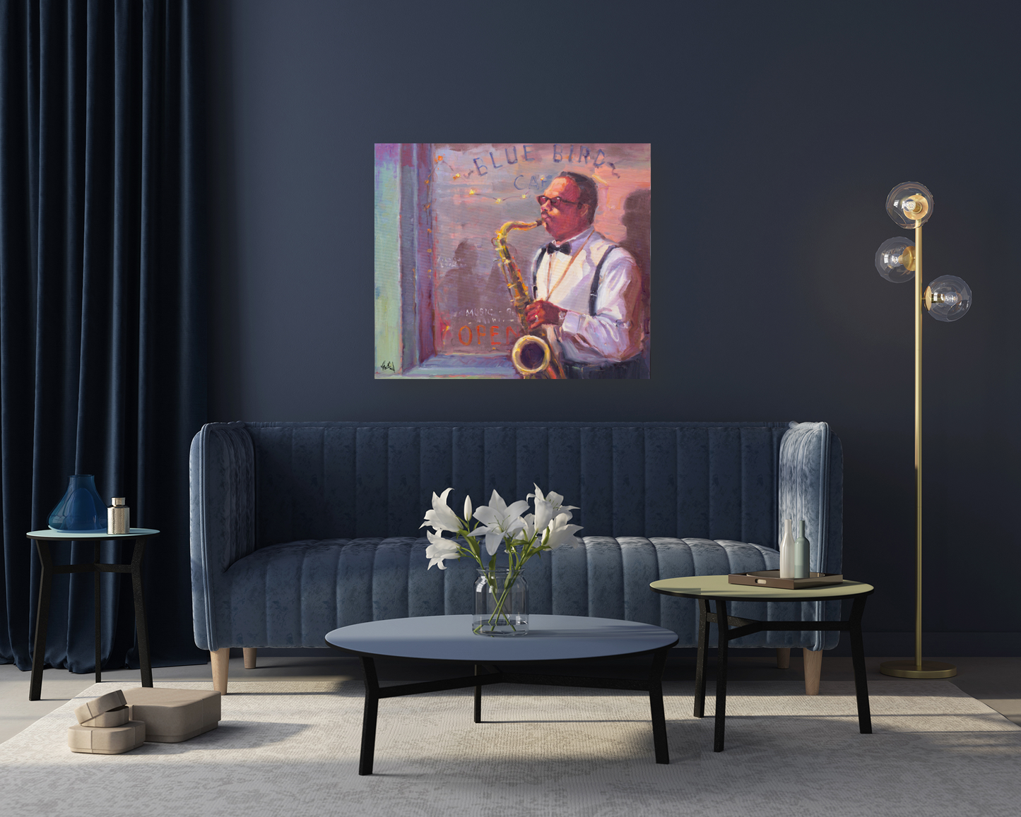 Sax Player Artist Enhanced Canvas Print