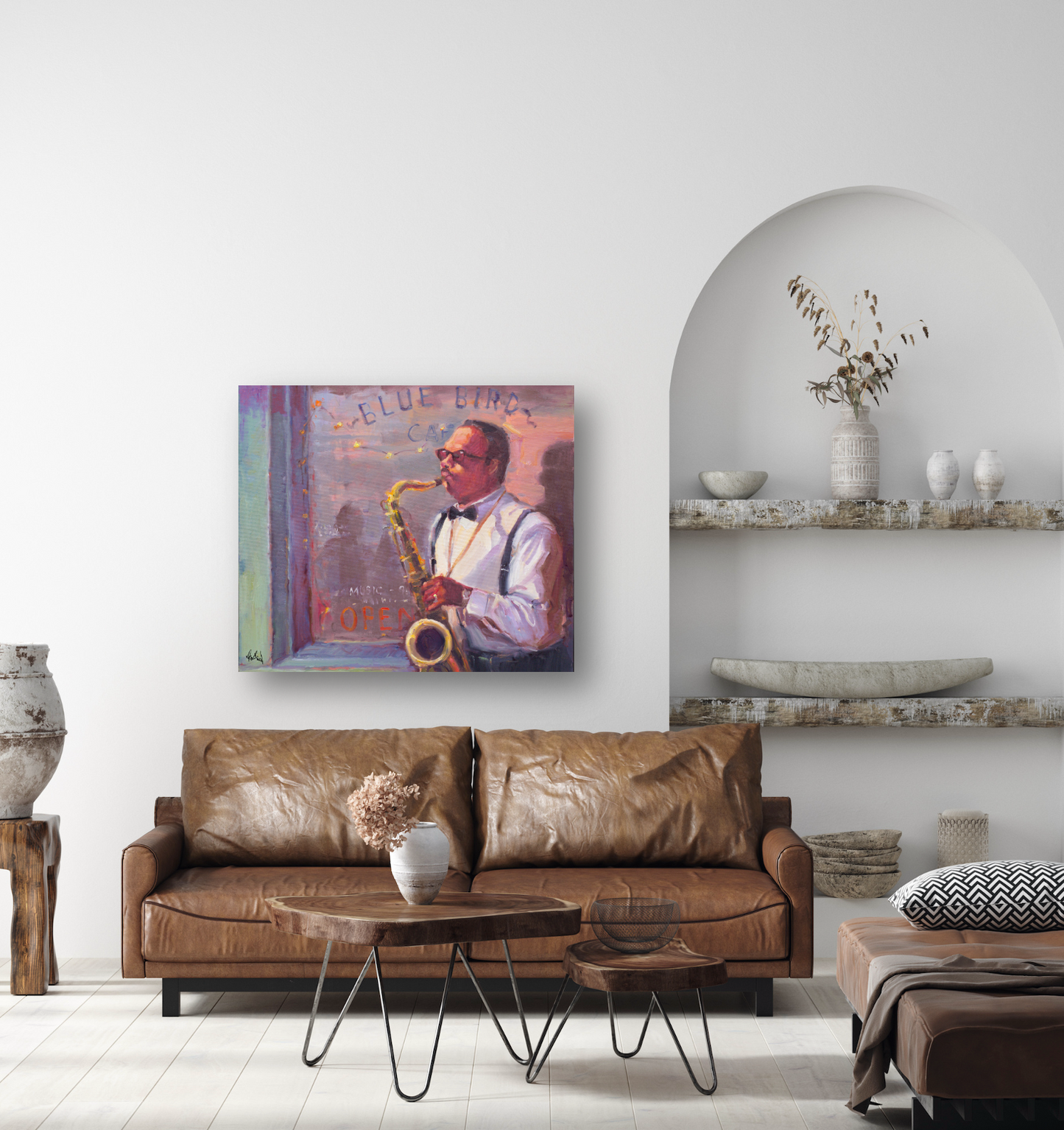 Sax Player Artist Enhanced Canvas Print