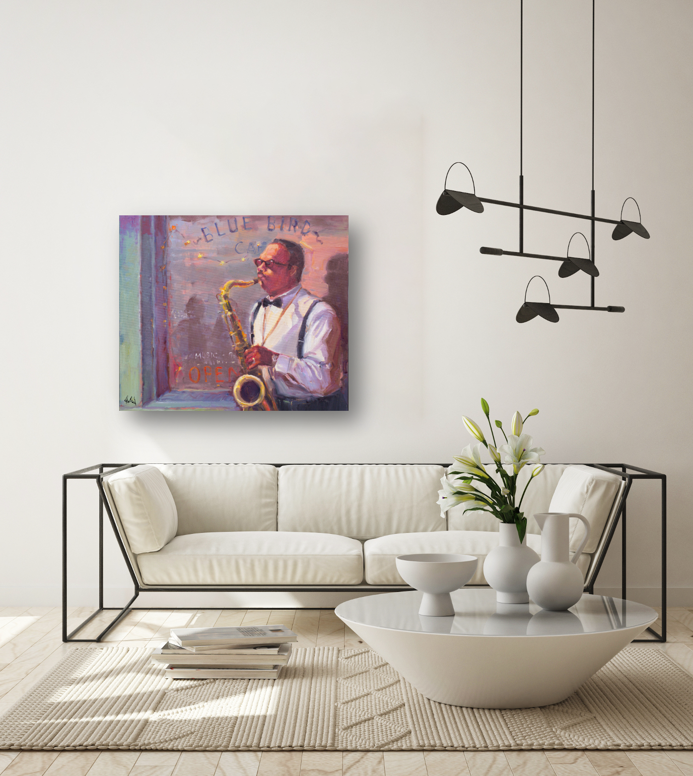 Sax Player Artist Enhanced Canvas Print