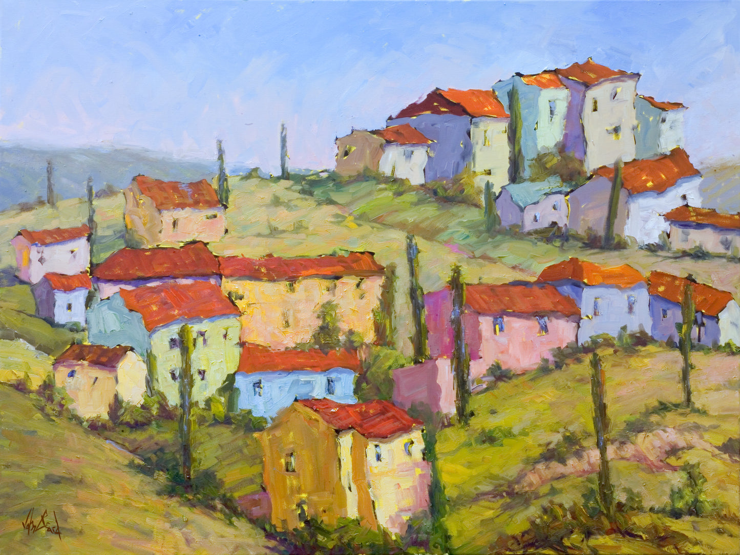 Sienna Hillside Artist Enhanced Canvas Print