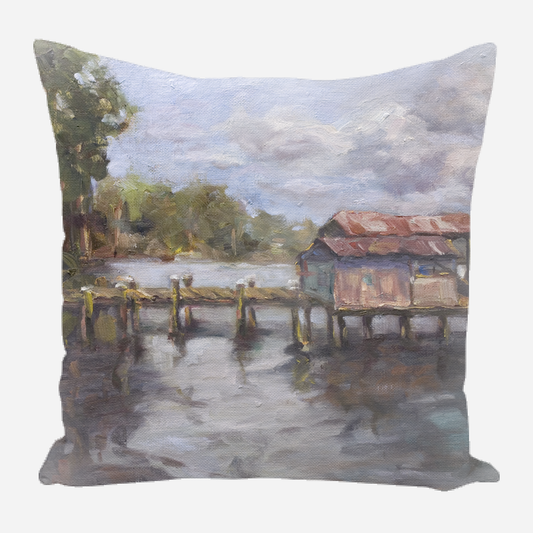 Small Town Dock Pillow