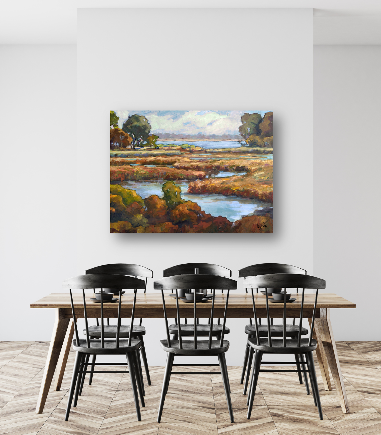 Spoonbill Marsh Artist Enhanced Canvas Print