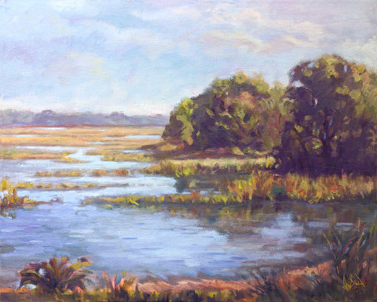 Sunlit Marsh Artist Enhanced Canvas Print