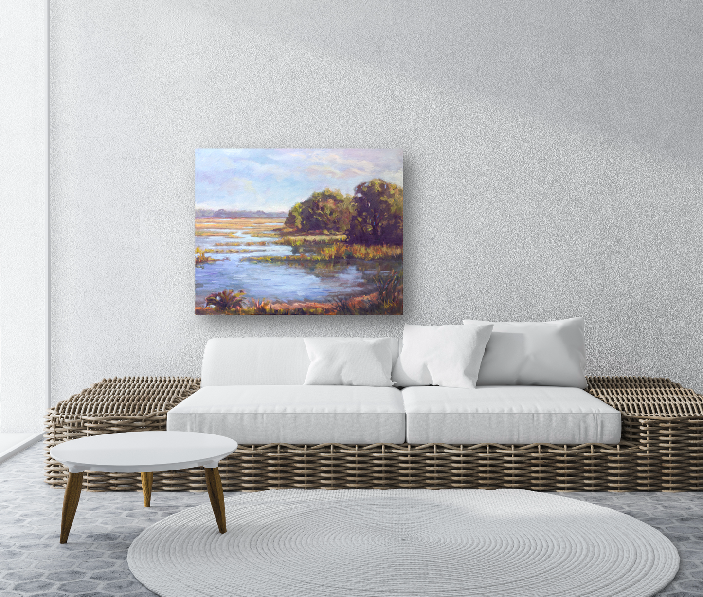 Sunlit Marsh Artist Enhanced Canvas Print