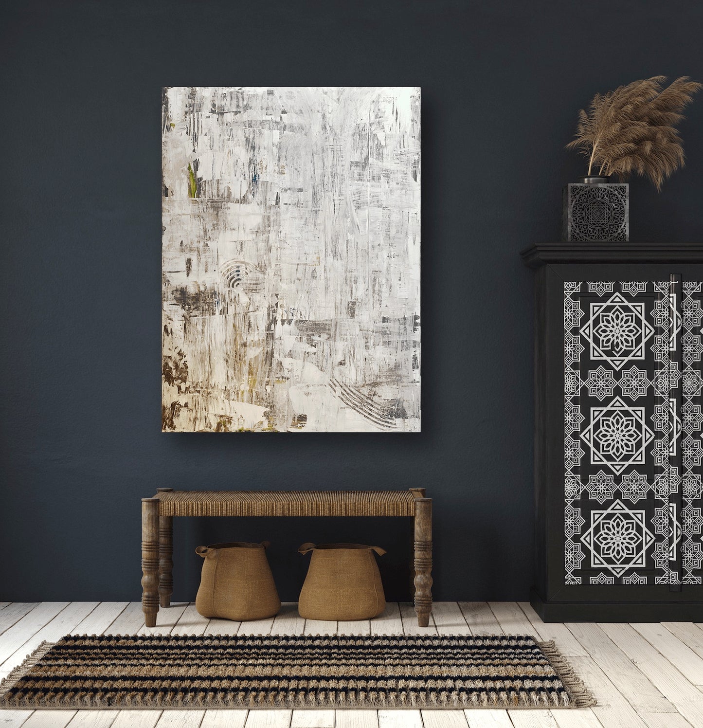 Taupe Gray Abstract Glossy Poster Print