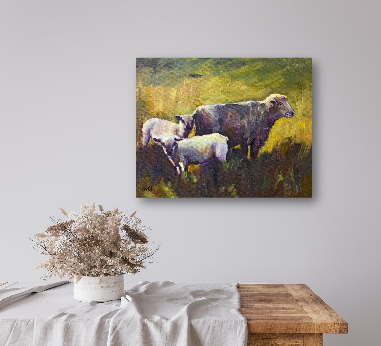 Three Sheep Artist Enhanced Canvas Print