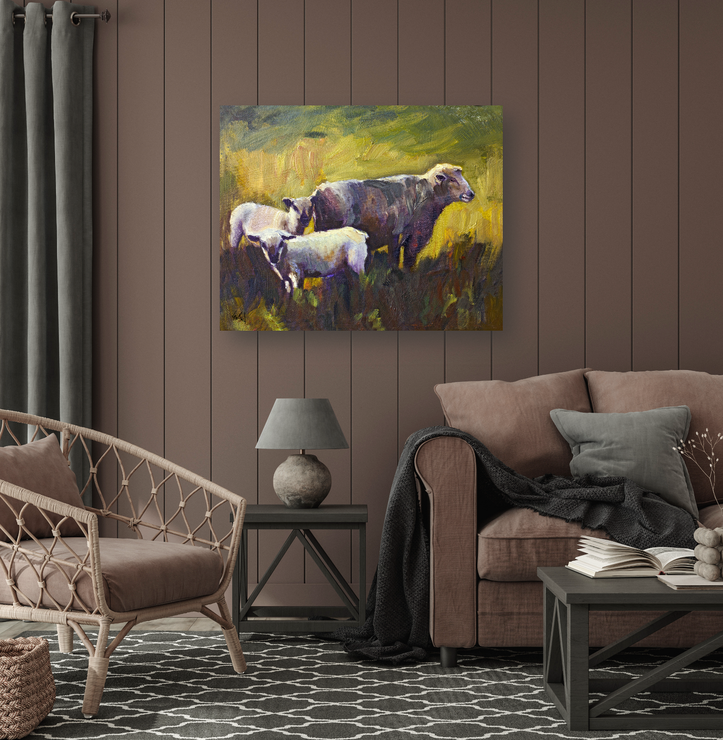 Three Sheep Artist Enhanced Canvas Print