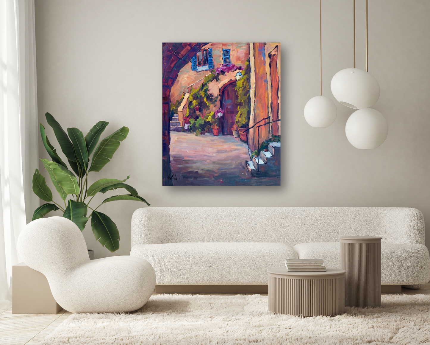 Through an Archway Artist Enhanced Canvas Print