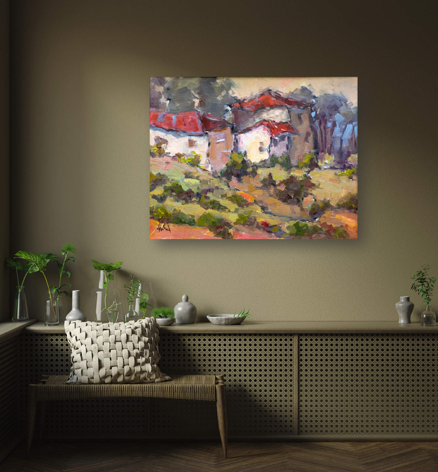 Tuscan Farmhouse Artist Enhanced Canvas Print