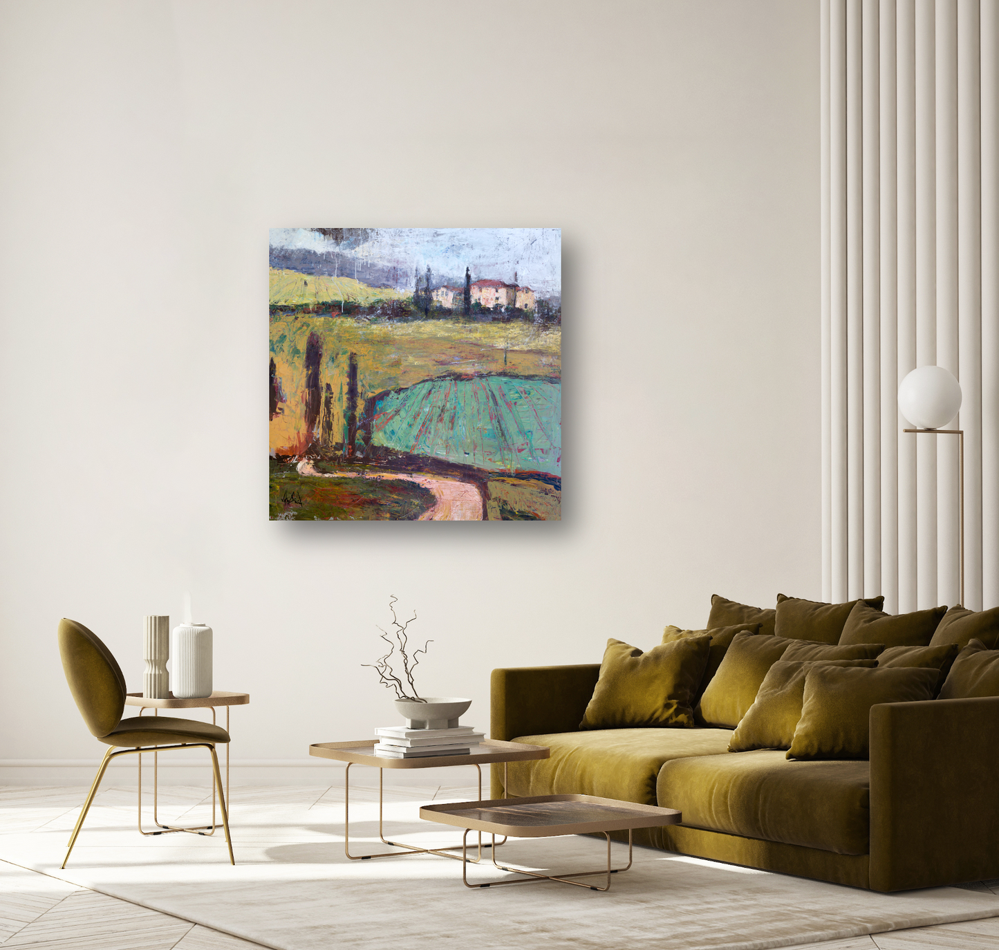 Tuscan Plowed Field Artist Canvas Enhanced Print