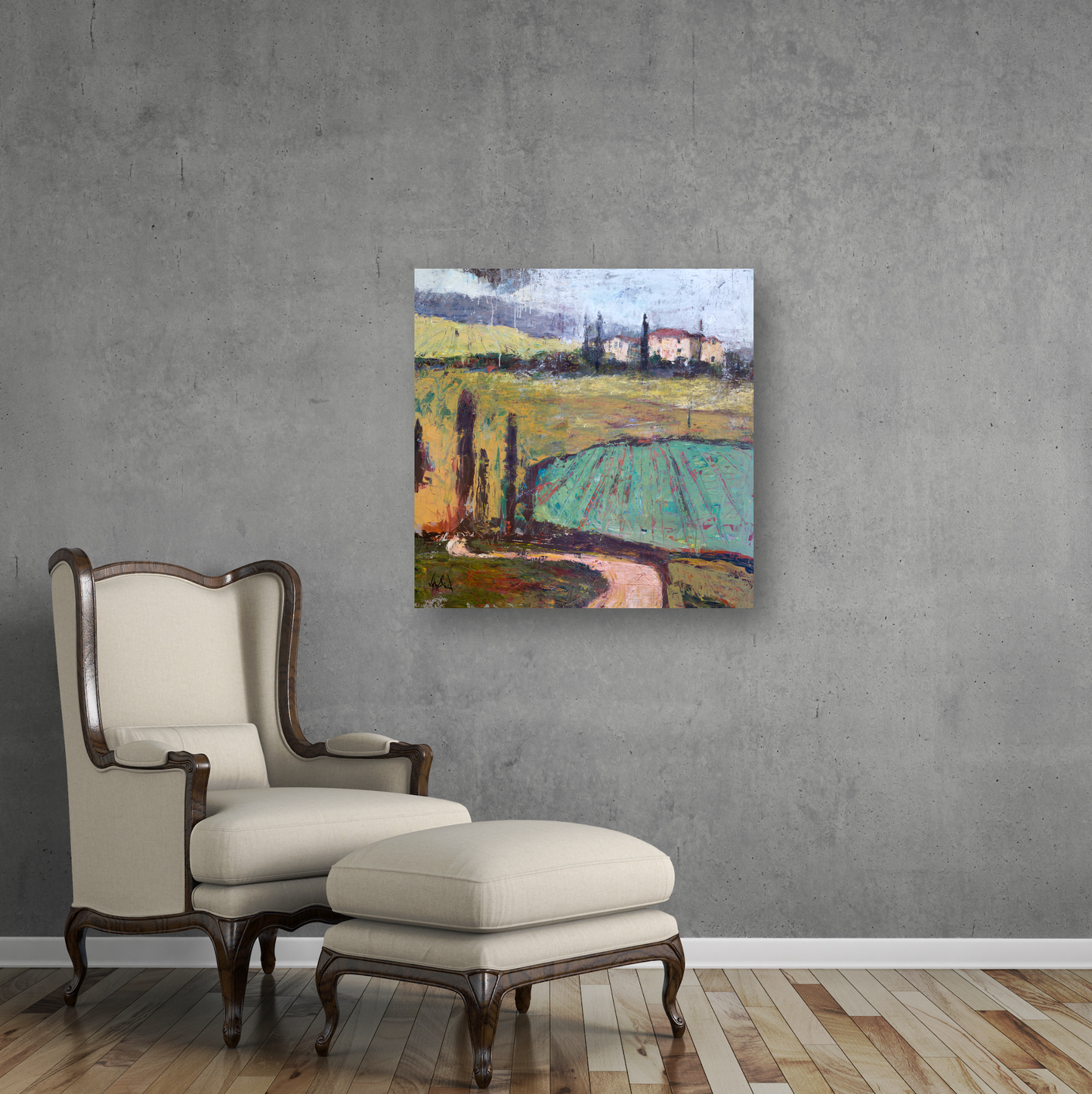 Tuscan Plowed Field Artist Canvas Enhanced Print