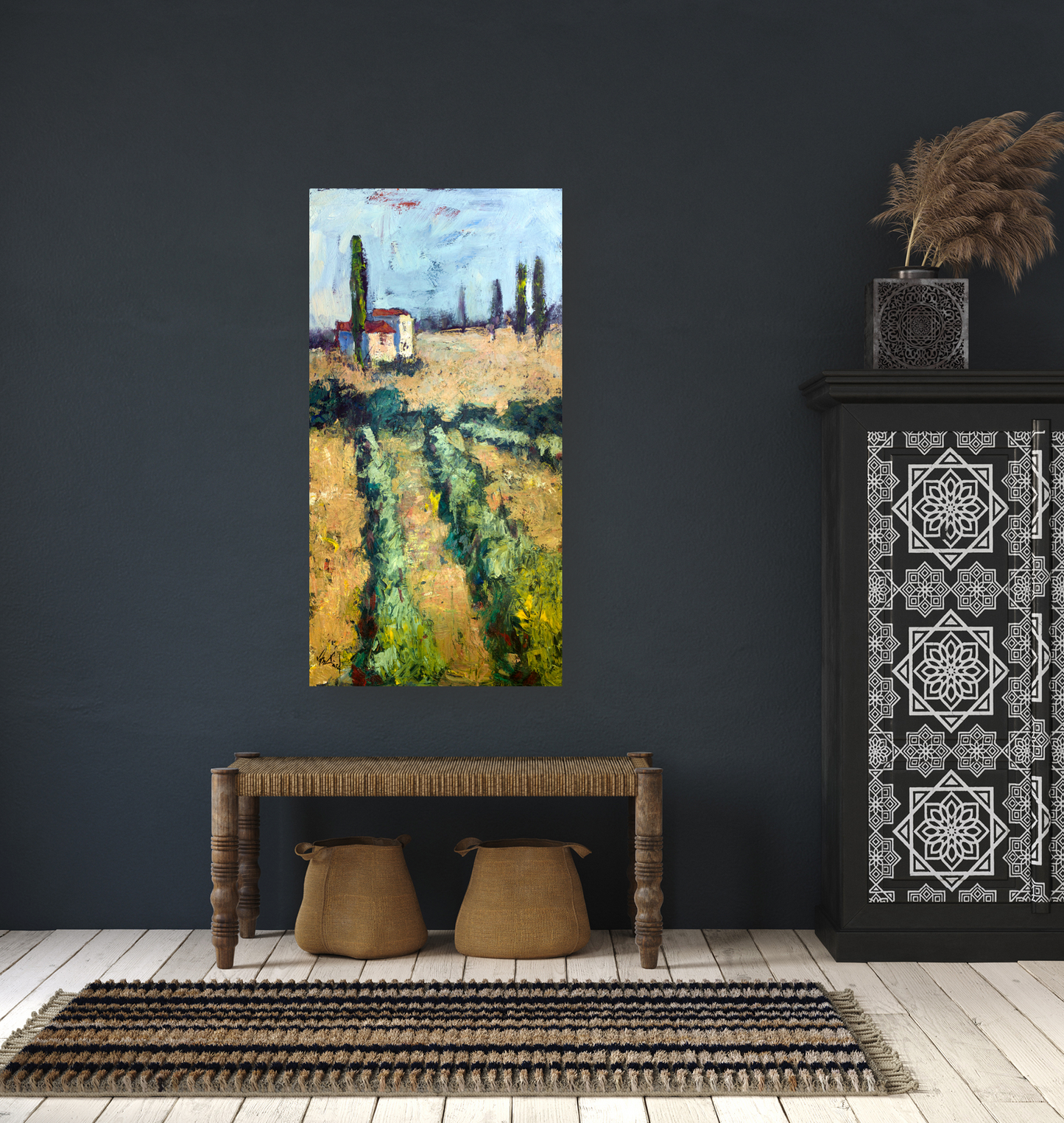 Tuscan Vineyard Artist Enhanced Canvas Print