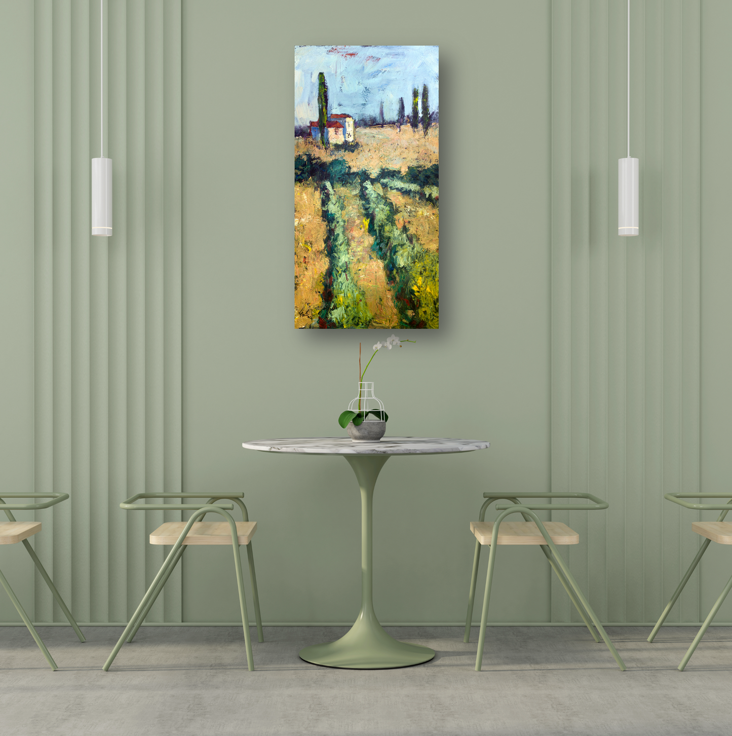 Tuscan Vineyard Artist Enhanced Canvas Print