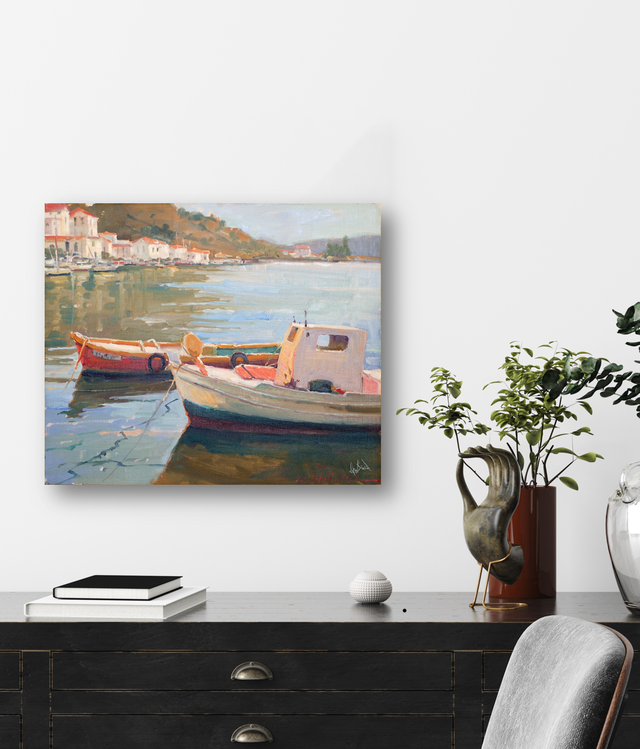 Two Boats Artist Enhanced Canvas Print