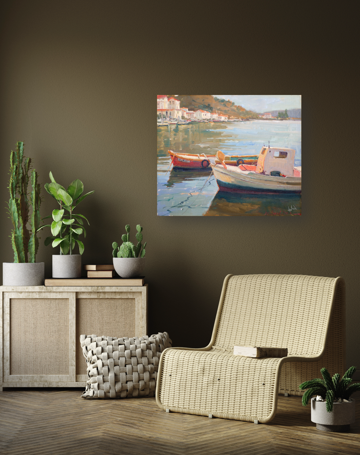 Two Boats Artist Enhanced Canvas Print