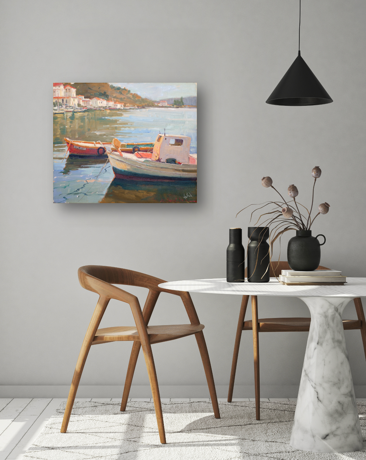 Two Boats Artist Enhanced Canvas Print