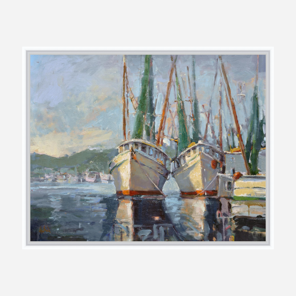 Two Shrimp Boats Artist Enhanced Canvas Print