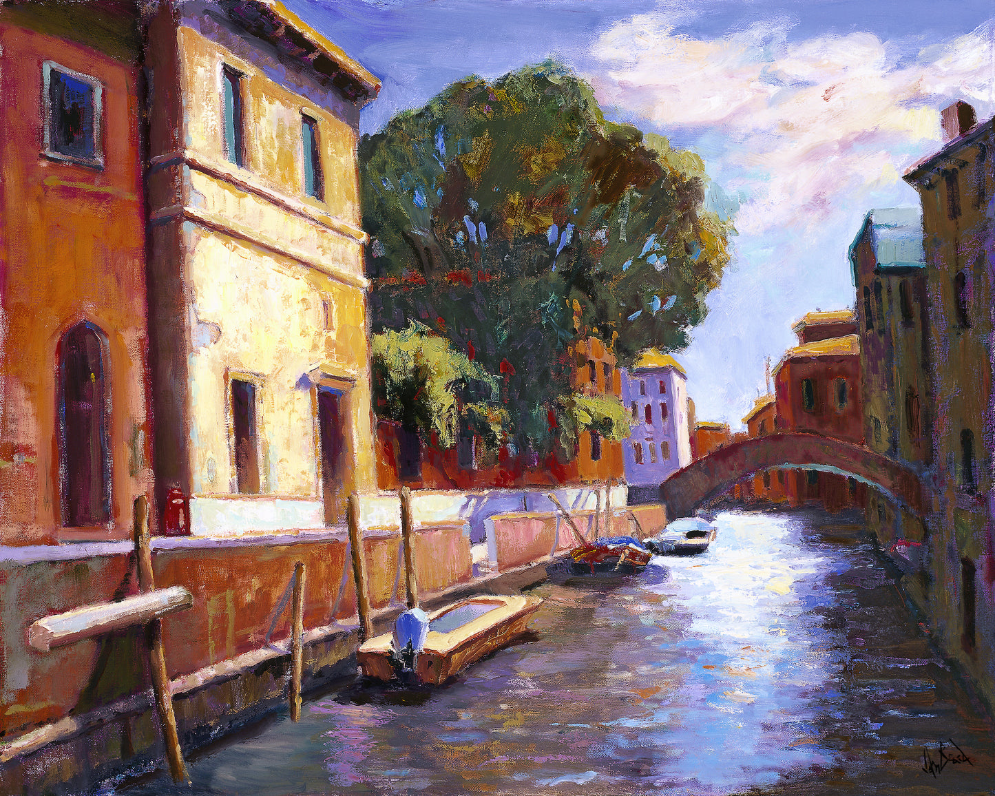 Venice Canal Artist Enhanced Canvas Print